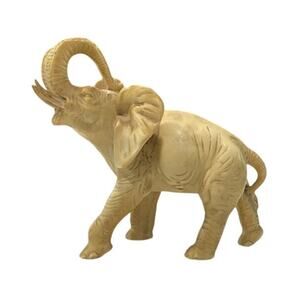 Vintage Large Heavy Resin Elephant Statue - 10” Tall - Trunk Up
